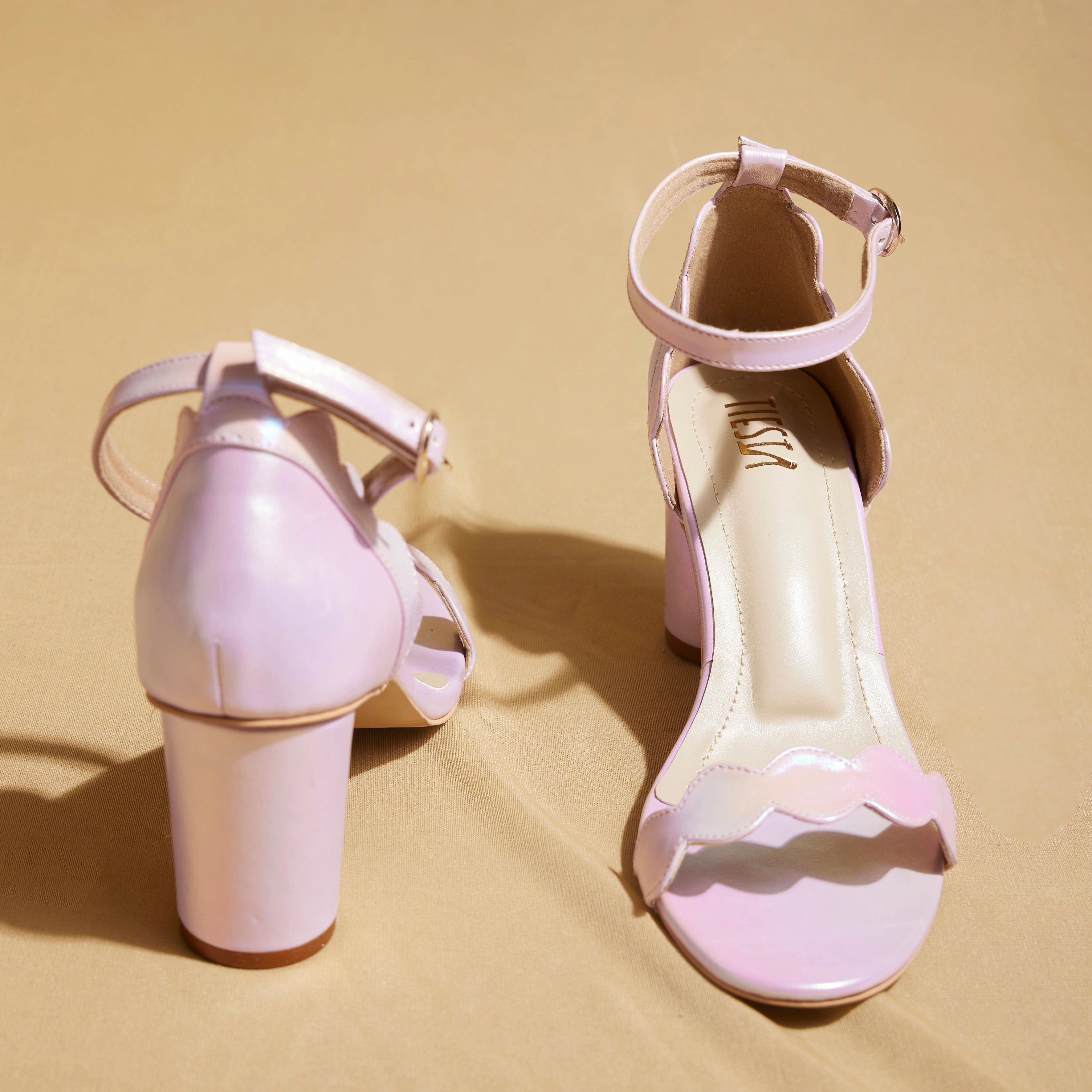 Leather Thigh High Heels Blush Pink Open-Toe Block Heels   3-3.5 Inches Adjustable Strap|  CustomiSable