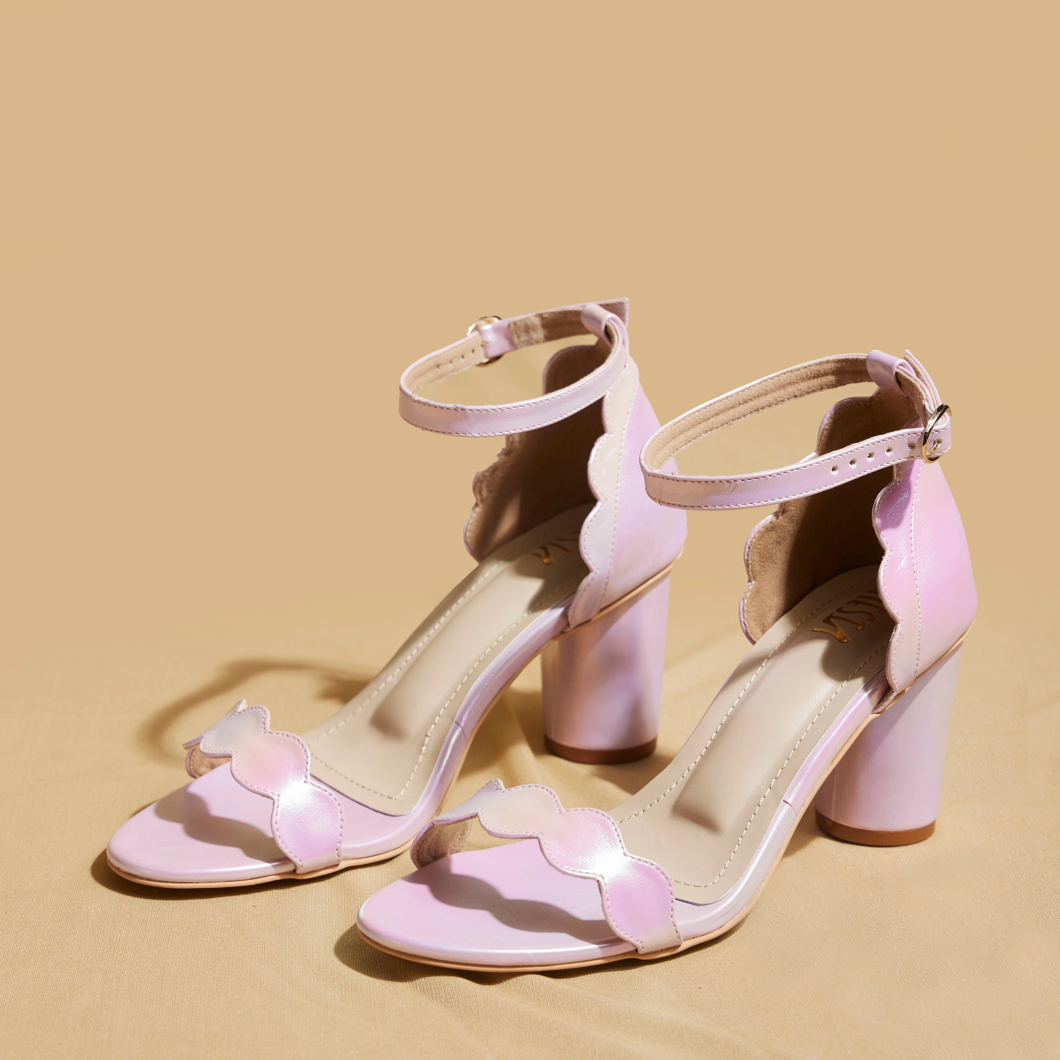 High Heels For Beginners Blush Pink Open-Toe Block Heels   3-3.5 Inches Adjustable Strap|  CustomiSable