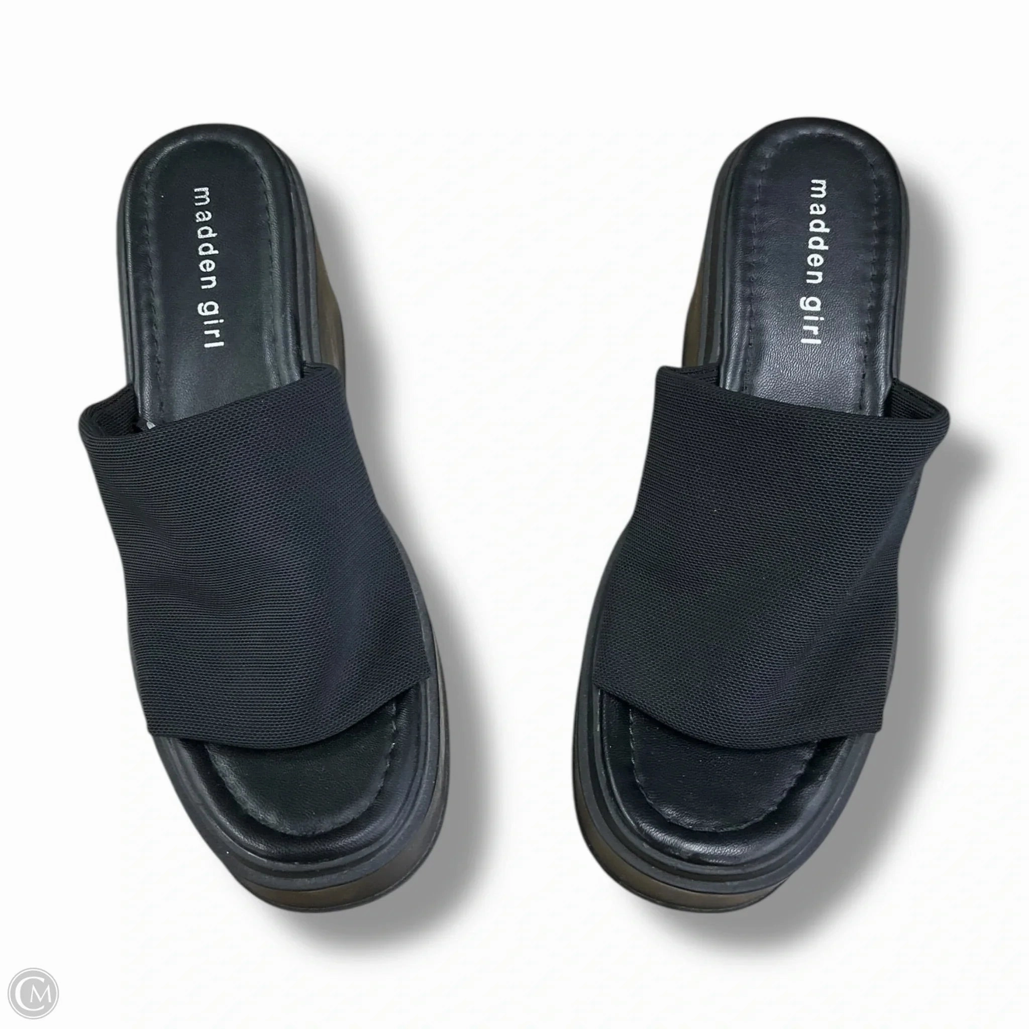 Cushionaire Lane Cork Footbed Sandals Sandals Heels Platform By Madden Girl In Black, Size: 7