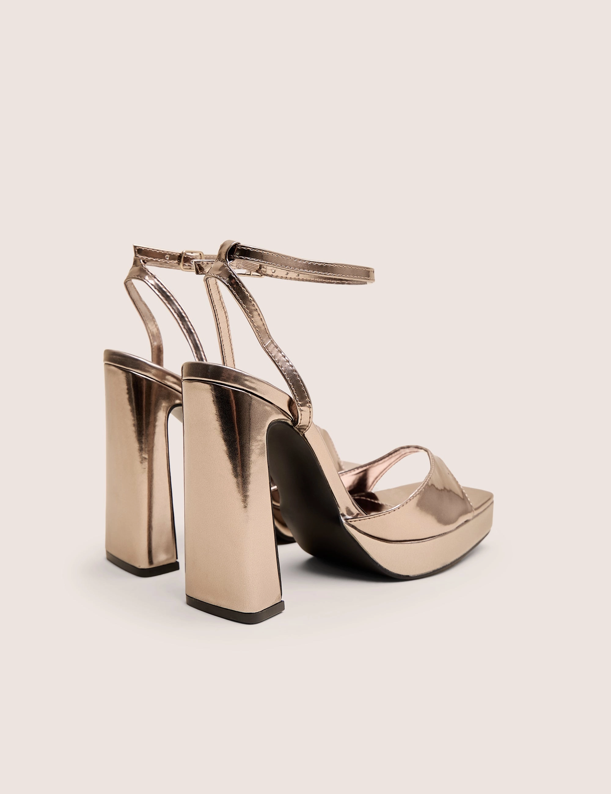 High Heel Shoe Charm Bracelet Resist Pewter Metallic Peep Toe Barley There Platform Heels