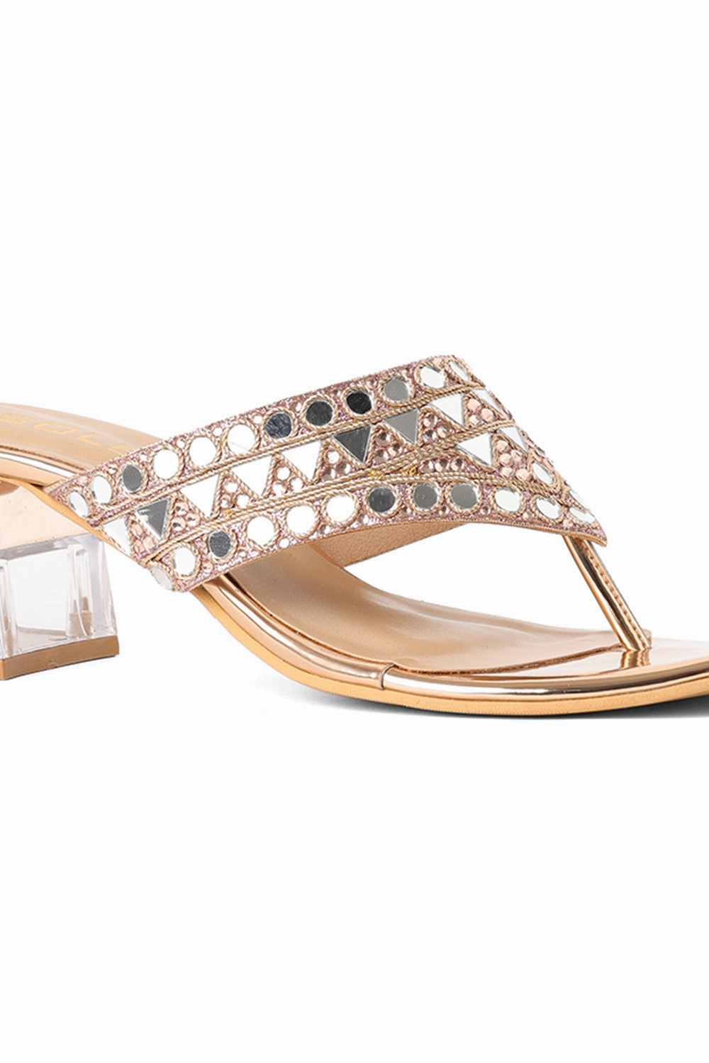 High Heels Panty SOLES Mirror Work Crystal Block Heels