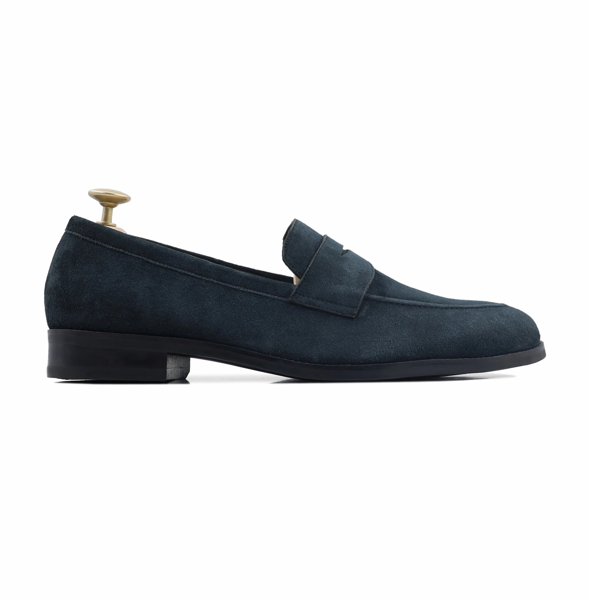 Singerei - Men's Navy Blue Kid Suede Loafer Crazy Horse Leather Loafers