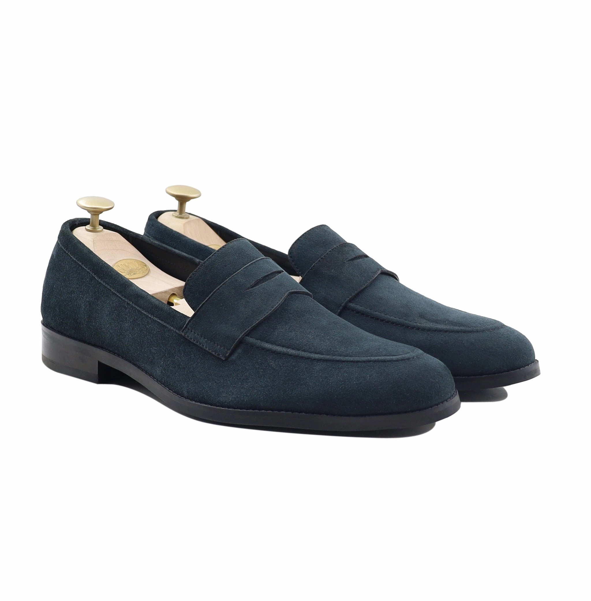 Christyn Penny Loafers Singerei - Men's Navy Blue Kid Suede Loafer