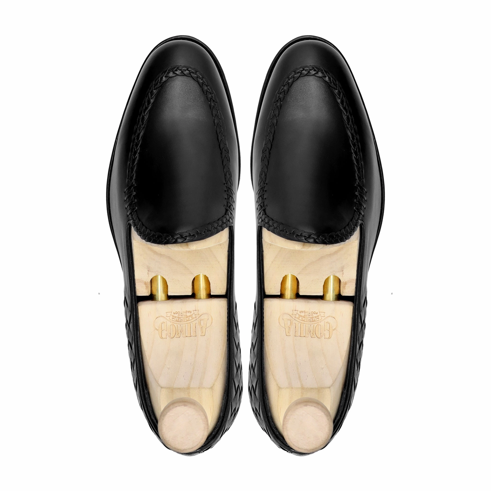 Memory Foam Loafers Ivanovic - Men's Black Calf and Hand Woven Calf Leather Loafer