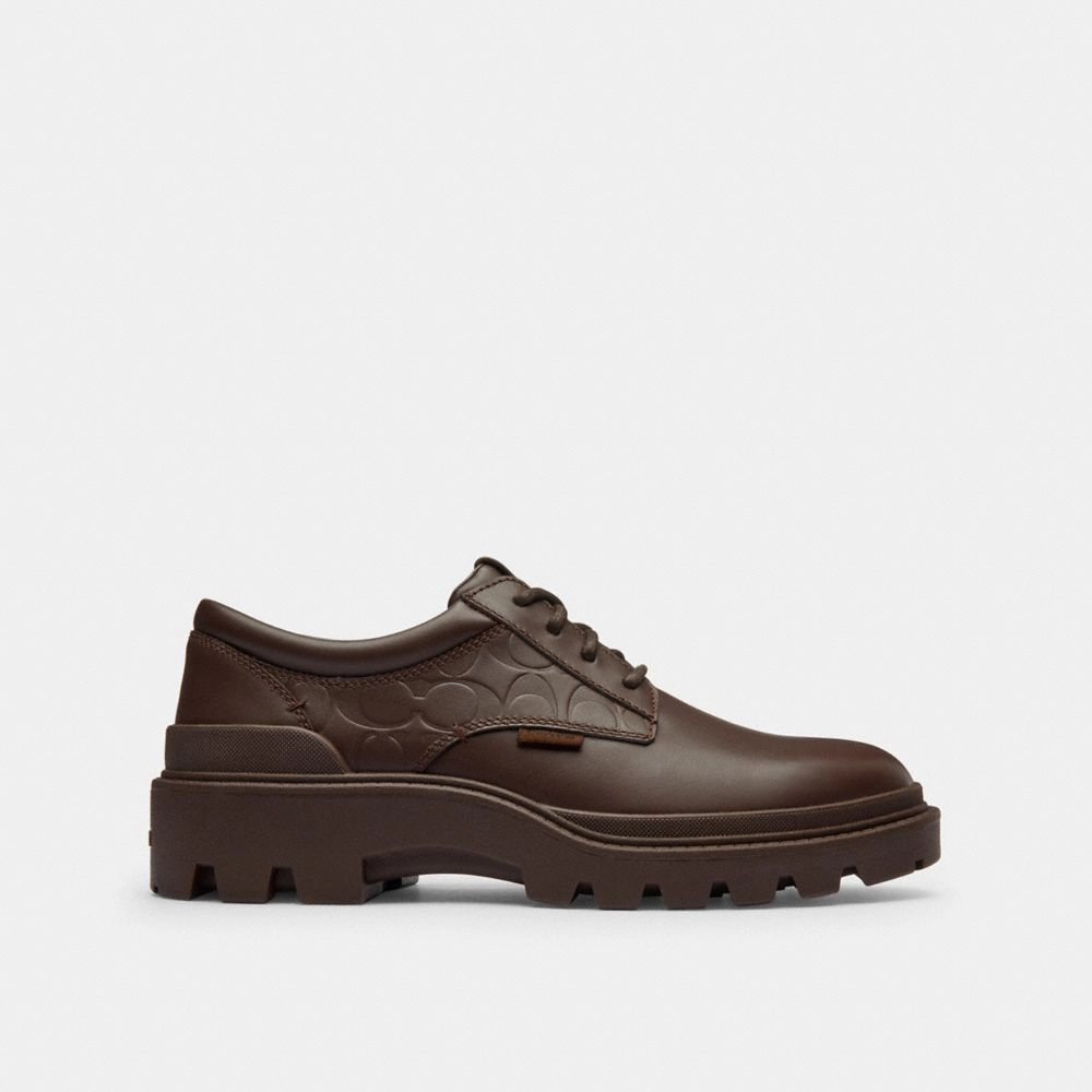 Open Toe Lace Up Dance Shoes Coach Cameron Derby In Signature Leather Maple