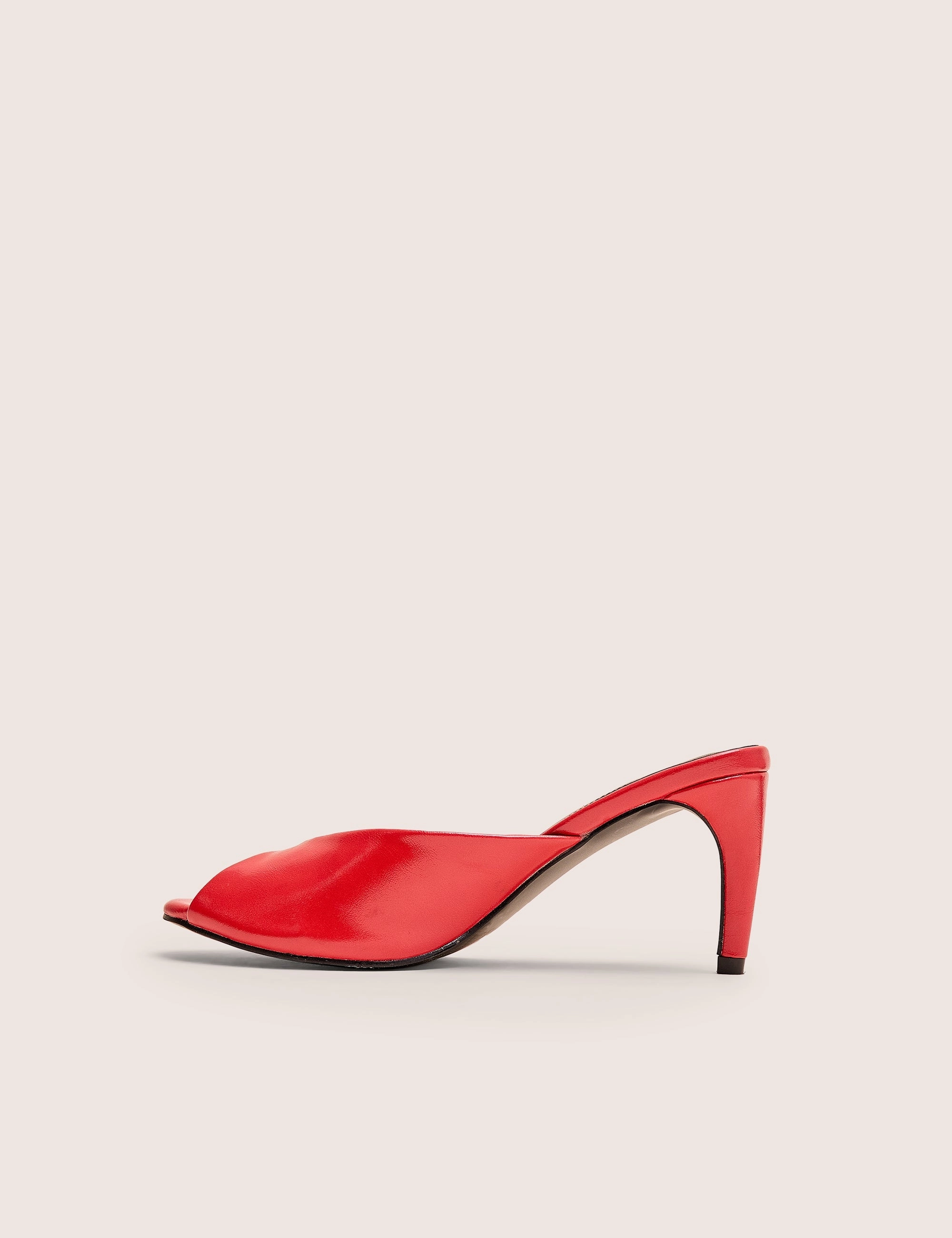 Stessy Red Peep Toe Curved Mid Heels High Wedge
