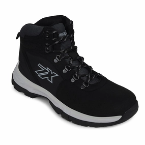 Leap7x Black Sports Lace-Up High Ankle Trekking Shoes For Men PLATINUM-E By Liberty Pacific Trail Hiking Shoes