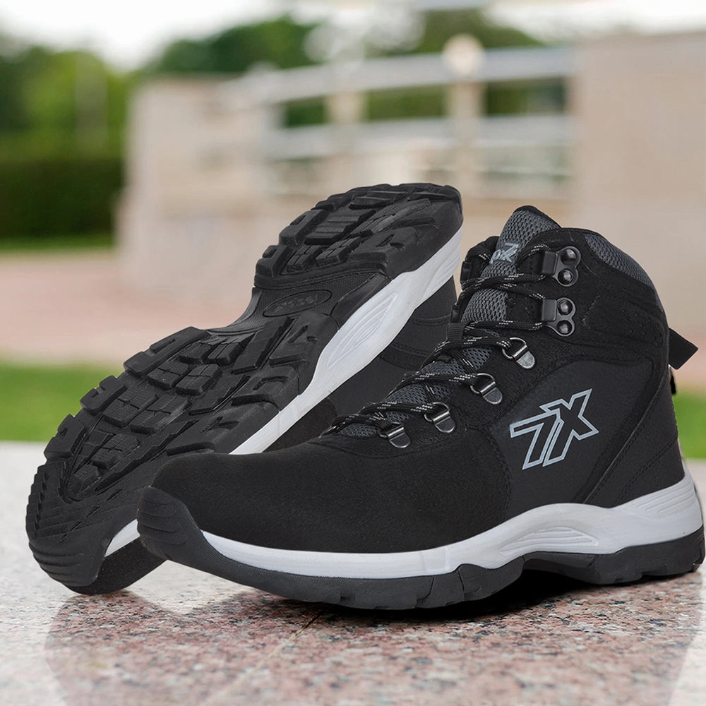 Water Proof Hiking Shoes Leap7x Black Sports Lace-Up High Ankle Trekking Shoes For Men PLATINUM-E By Liberty