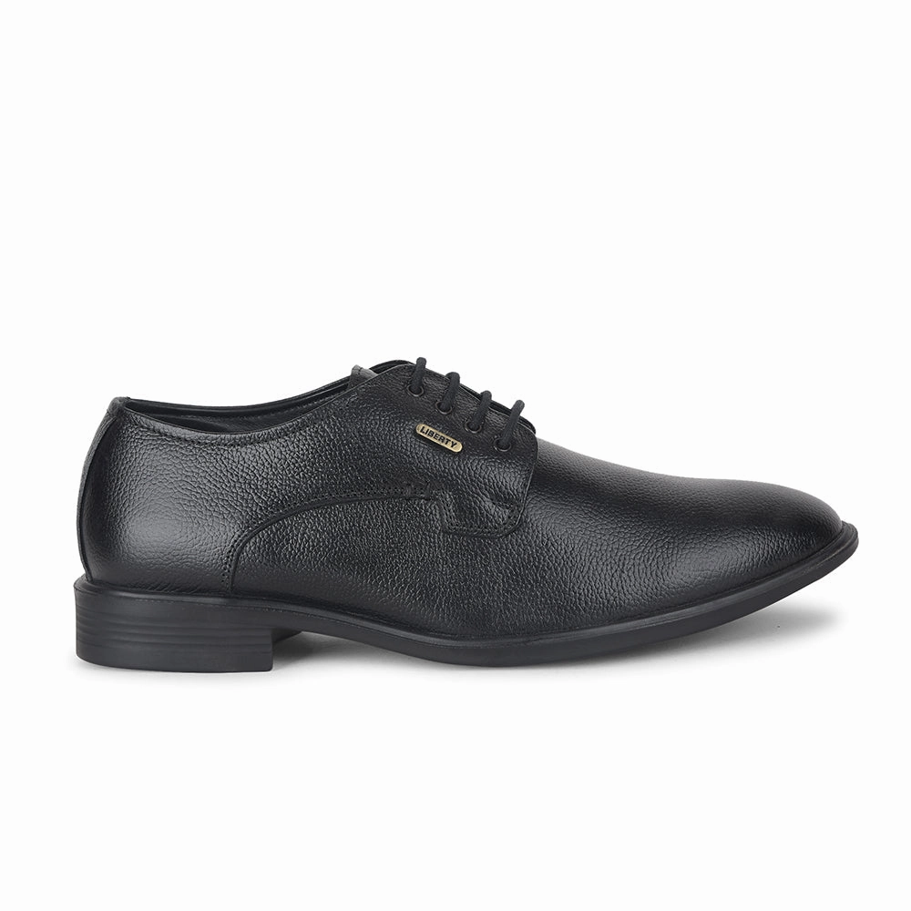 Opaque Brushed Leather Lace-up Shoes Fortune by Liberty Men LOM-605 Black Formal Lacing Derby Shoes