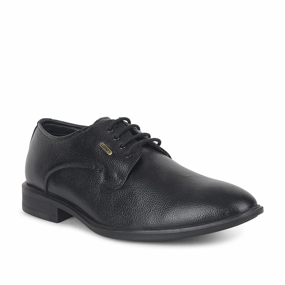 Derby Shoes With Suit Fortune by Liberty Men LOM-605 Black Formal Lacing Derby Shoes