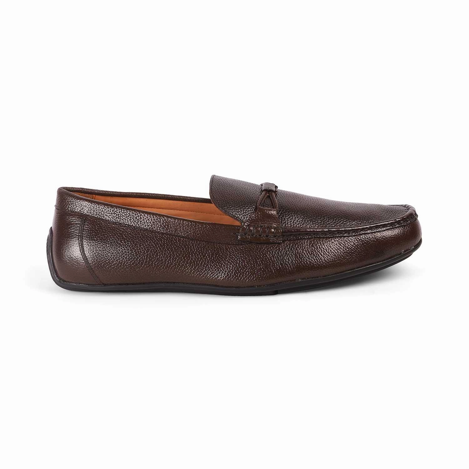 Tresmode Event Brown Men's Leather Driving Loafers Aligator Loafers