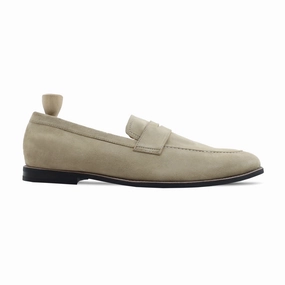 Lodz - Men's Beige Kid Suede Loafer Lug Loafers