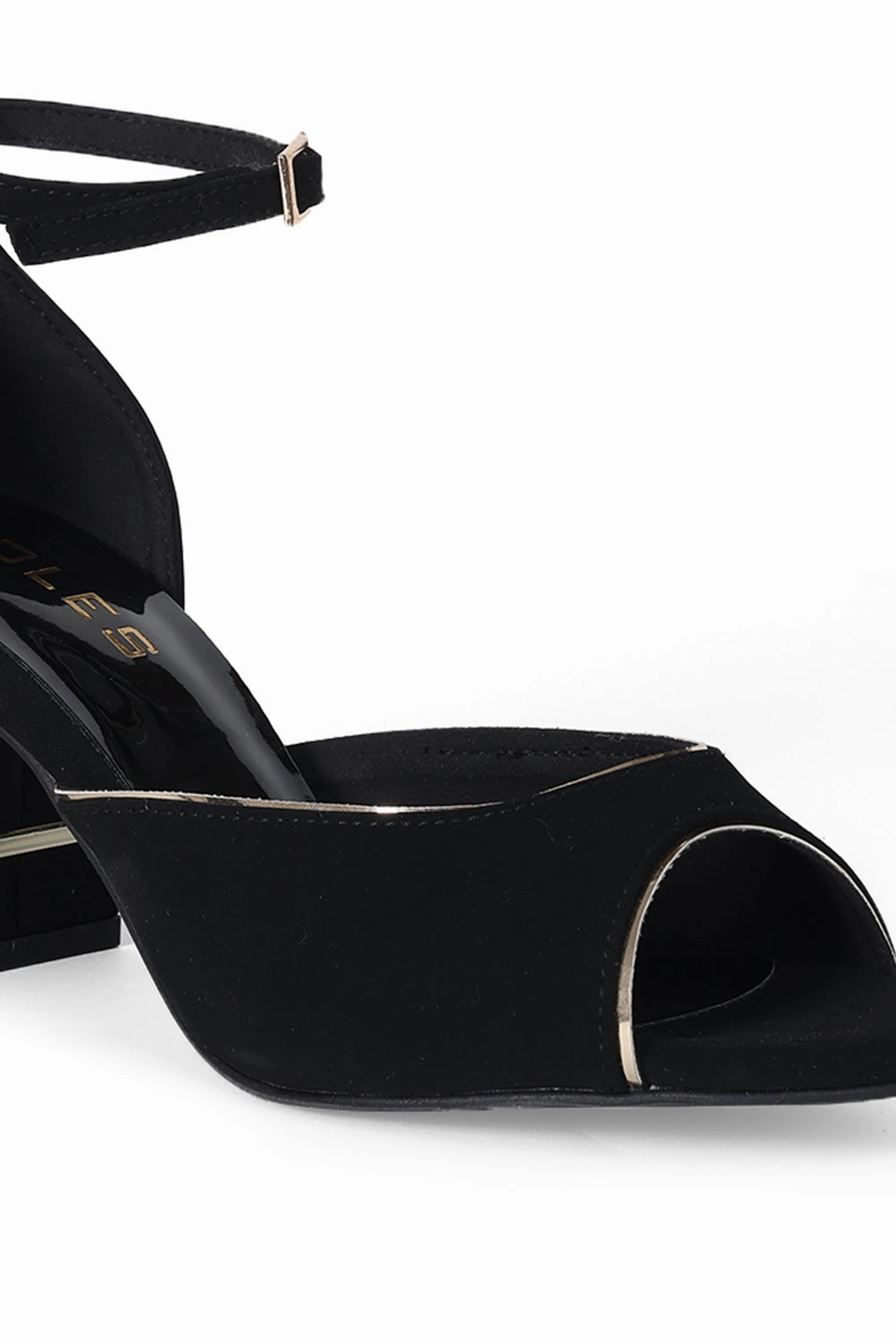 High Heels Made SOLES Metallic Piping Counter Back Block Heel Sandals