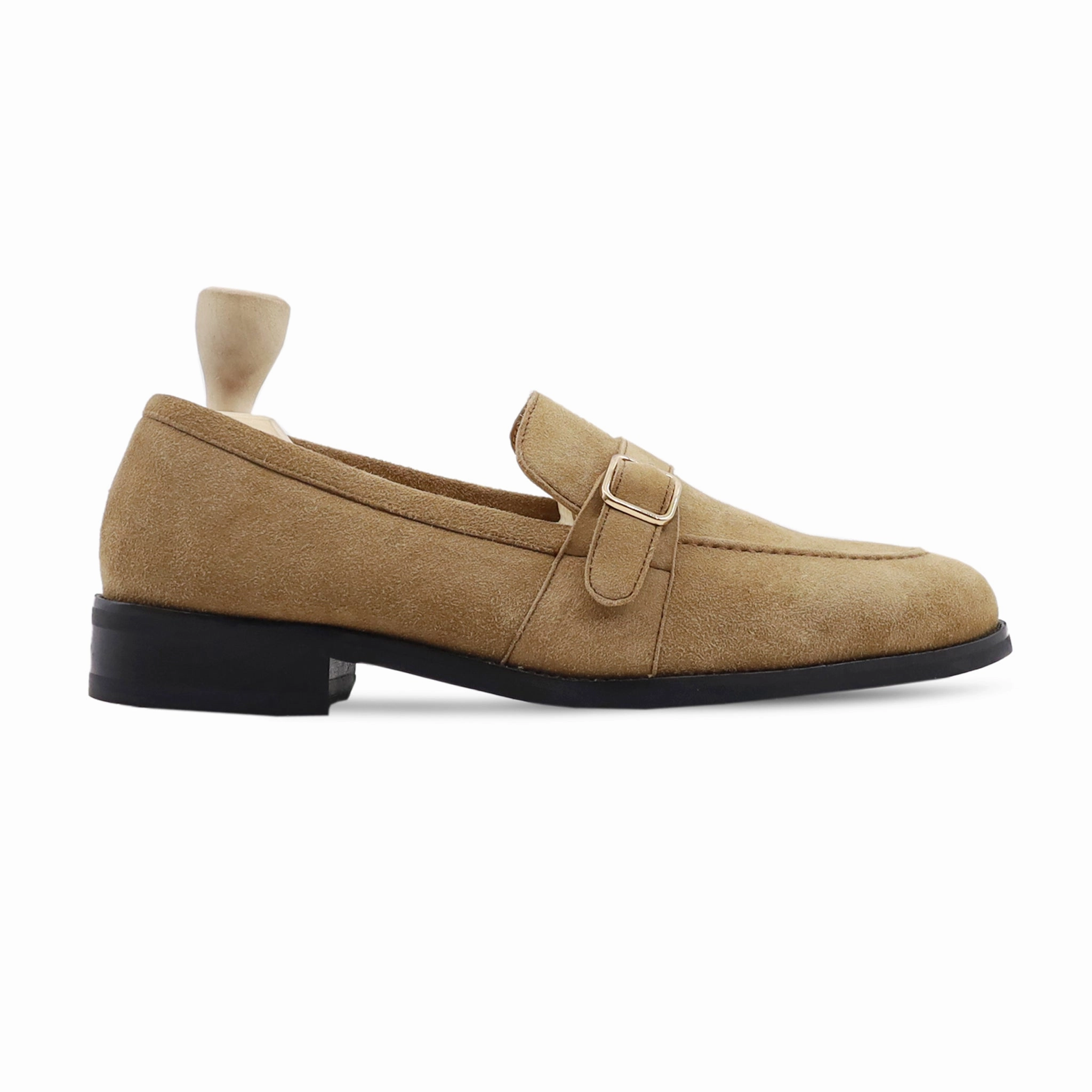 Khajal - Men's Camel Kid Suede Loafer Loafers Wedge Heel