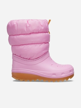 Crocs Girls Classic Neo Puff Boots in Pink Knight Boots
