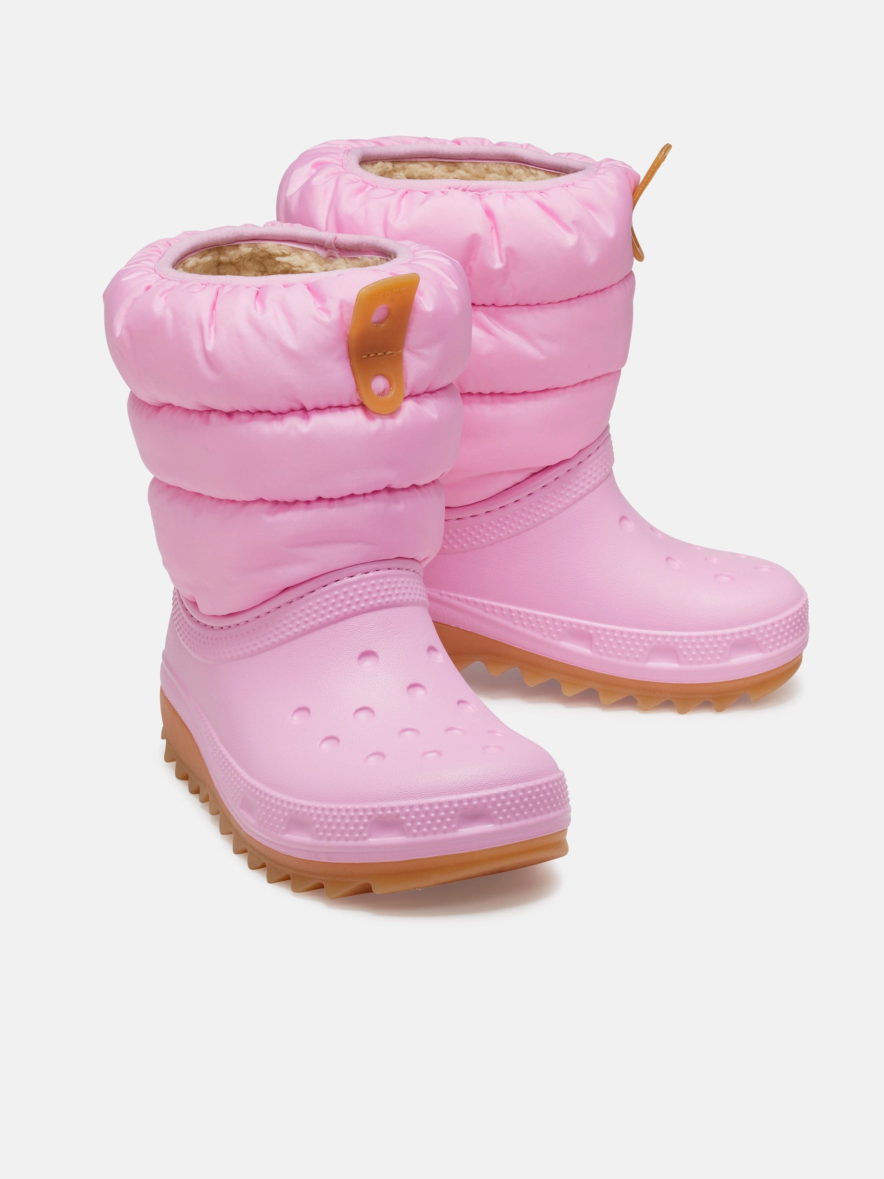 Crocs Girls Classic Neo Puff Boots in Pink Wide Calf Over The Knee Boots