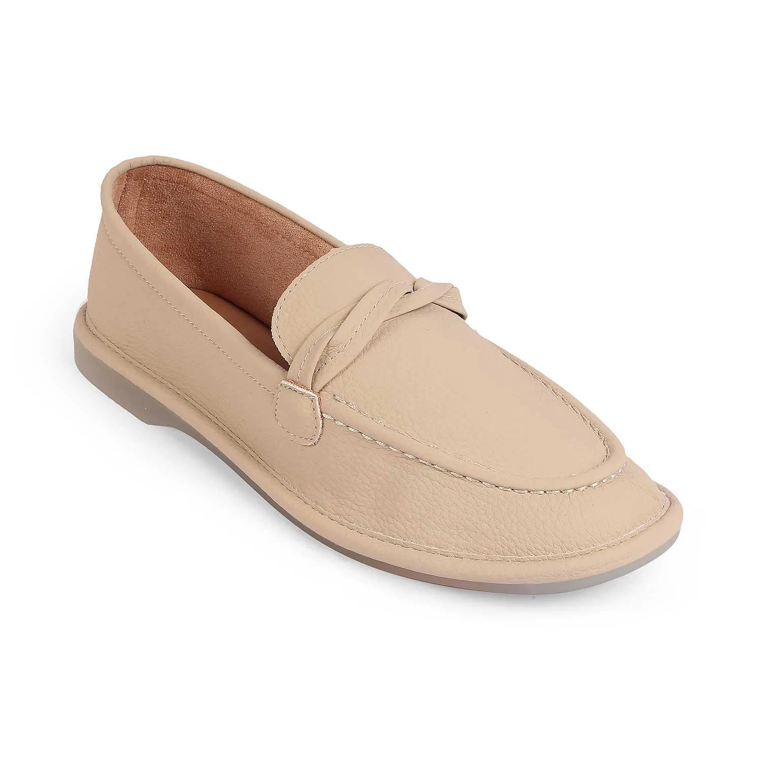 Tresmode Yorko Beige Women's Casual Loafers Lace Up Loafers