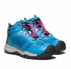 Keen Youth Wanduro Mid Waterproof Boot - Fjord Blue/Fuchsia Purple For Rainy Season