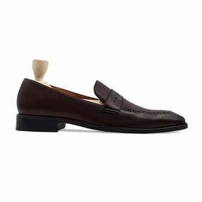 Platform Penny Loafers Dhulum - Men's Dark Brown Calf Leather Loafer