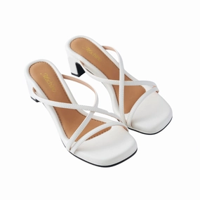 Elsa Heels in White Velvet Heels