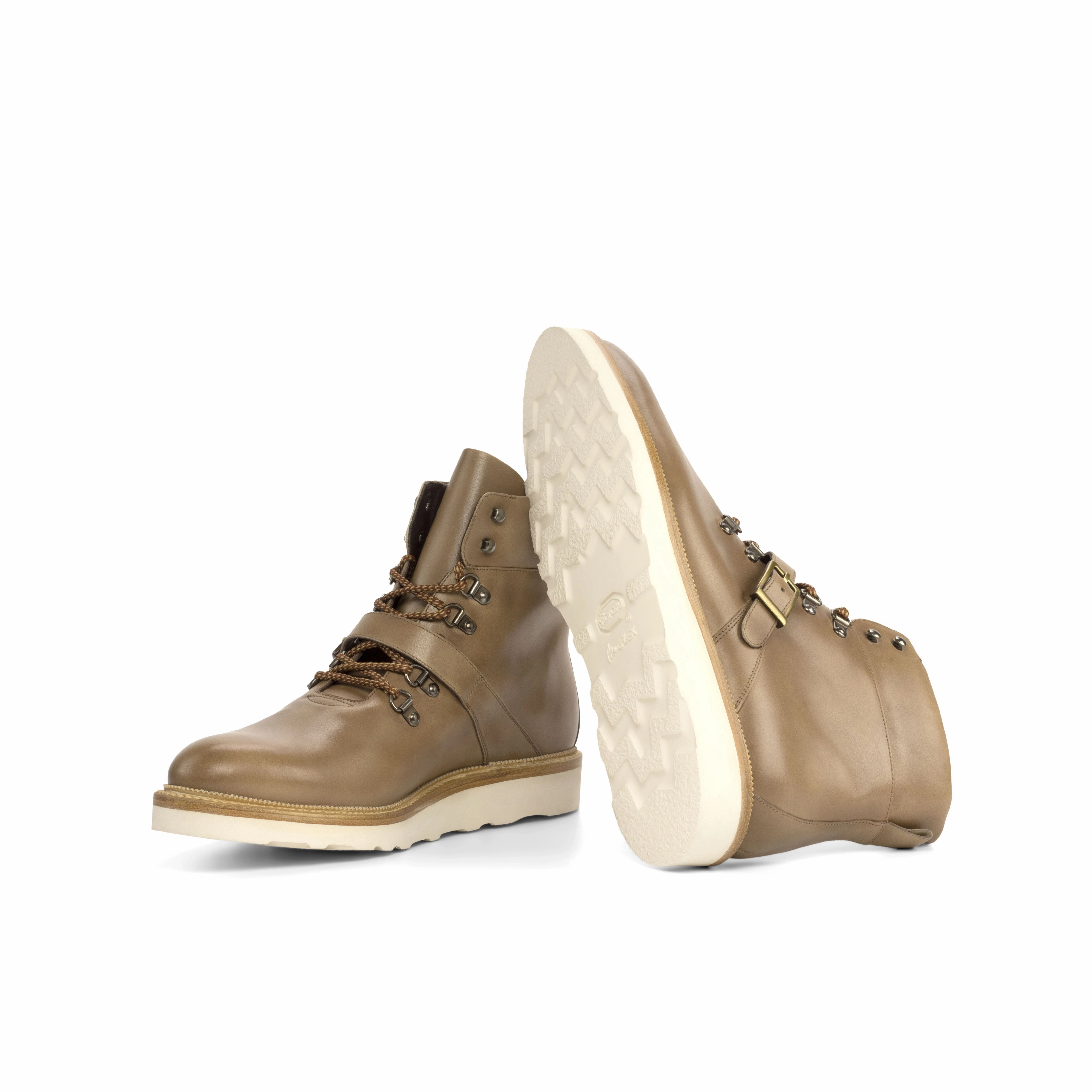 Light Brown Painted Calf Leather Hiking Boot Best Hiking Shoes With Flat Feet