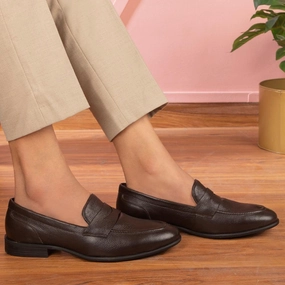 The Paris Brown Men's Leather Penny Loafers Tresmode Hoka Loafers