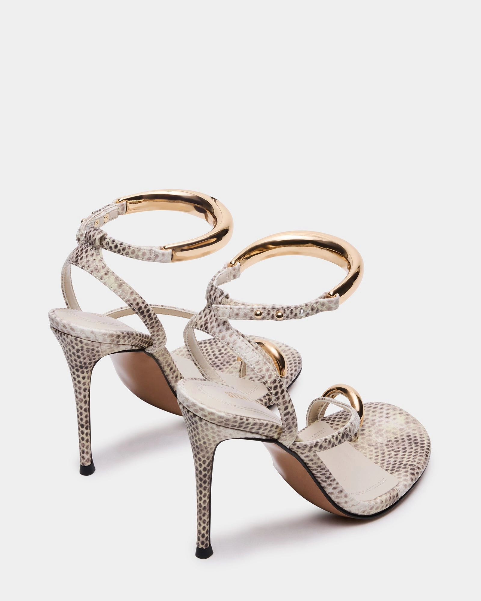 TIA BEIGE SNAKE Ribbon High Heels