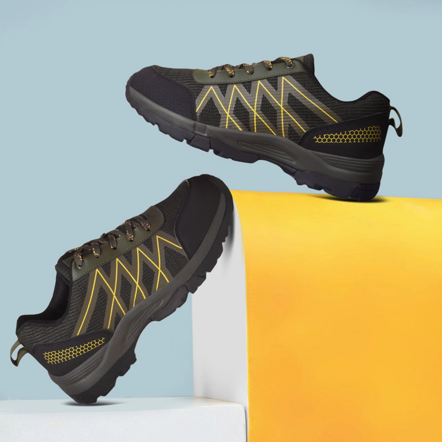 Hiking Shoes Under 100 Leap7x Olive Green Sports Lace-Up Trekking Shoes For Men MOUNTAIN2E By Liberty