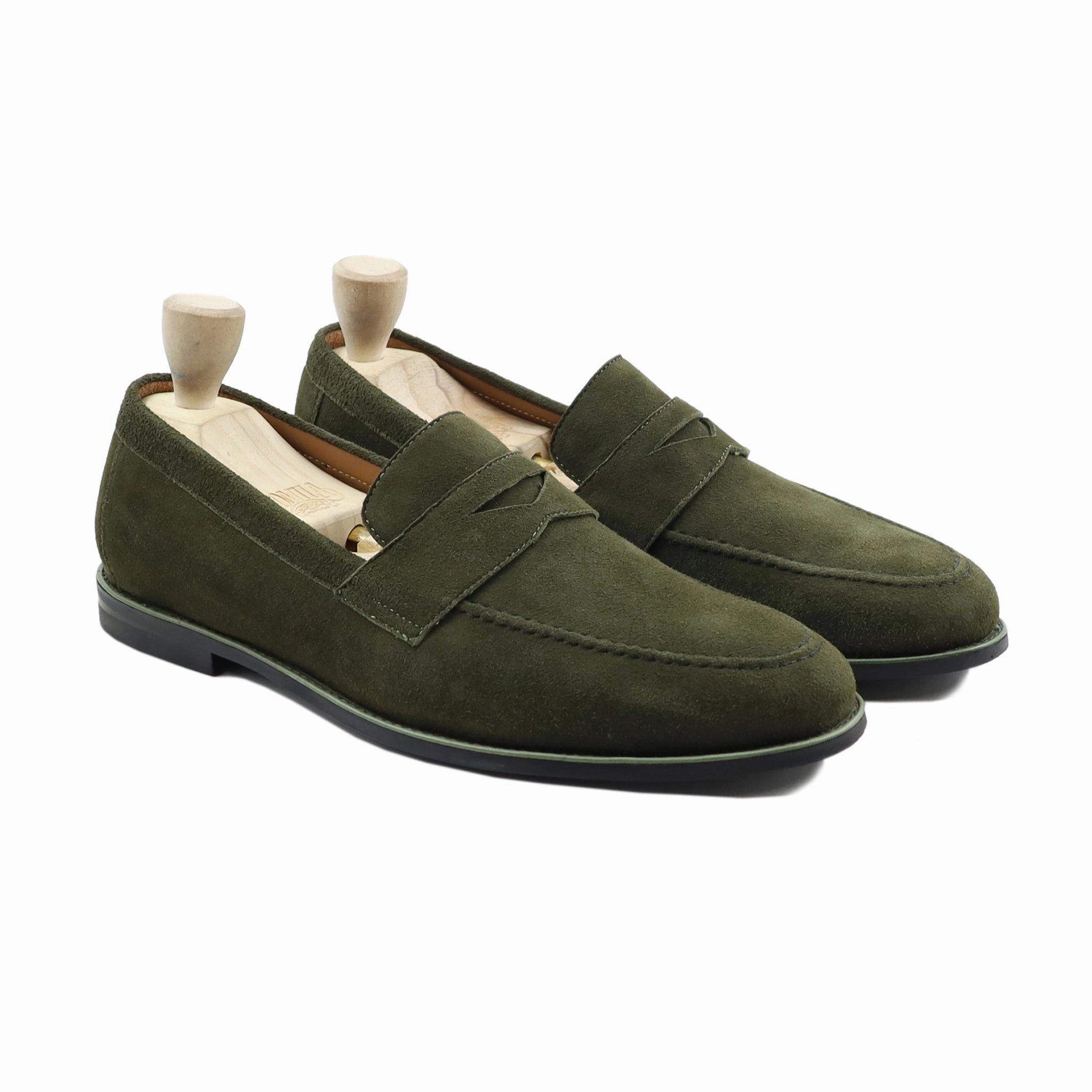 Karlstad - Men's Olive Green Kid Suede Loafer High Loafers