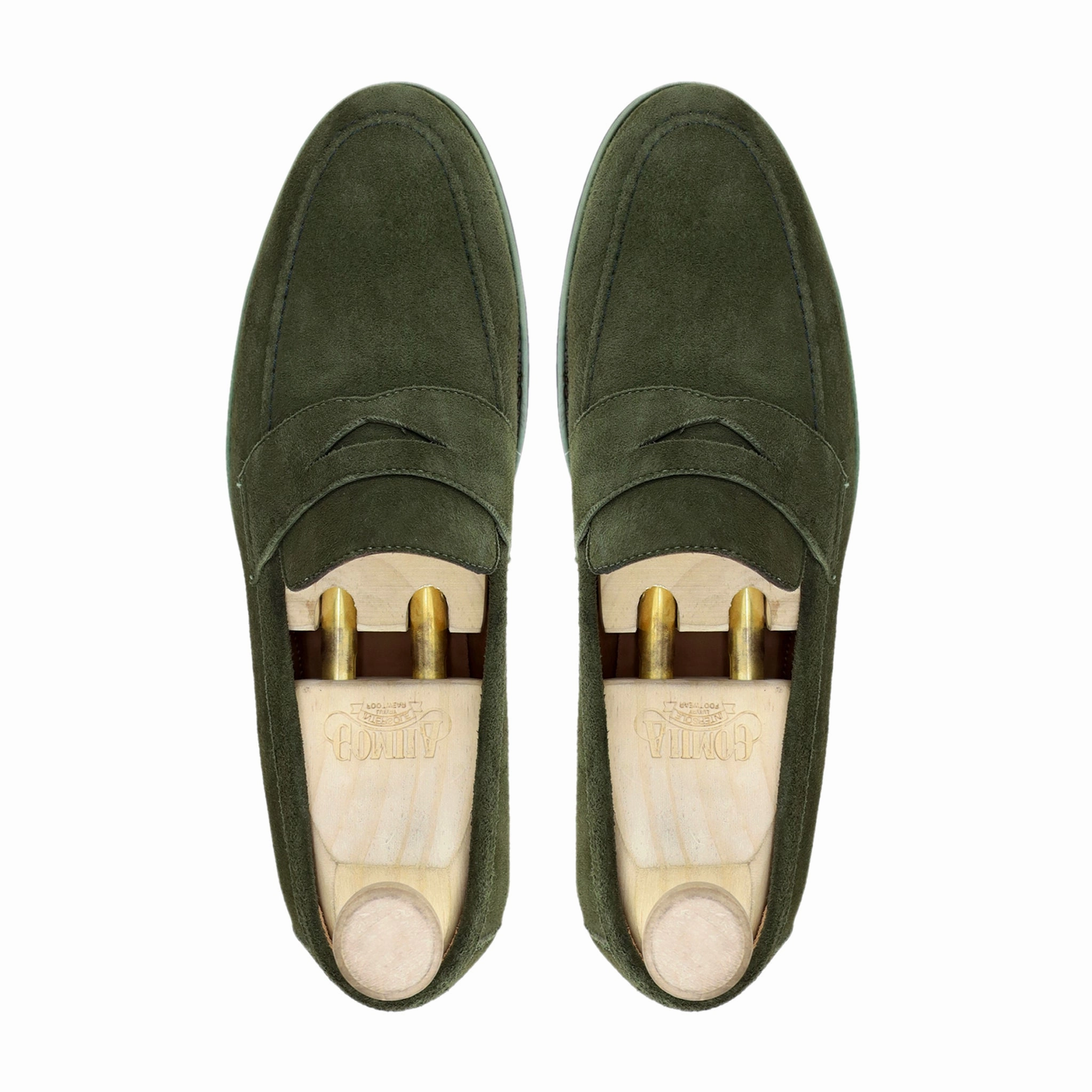 Karlstad - Men's Olive Green Kid Suede Loafer Cow Print Loafers