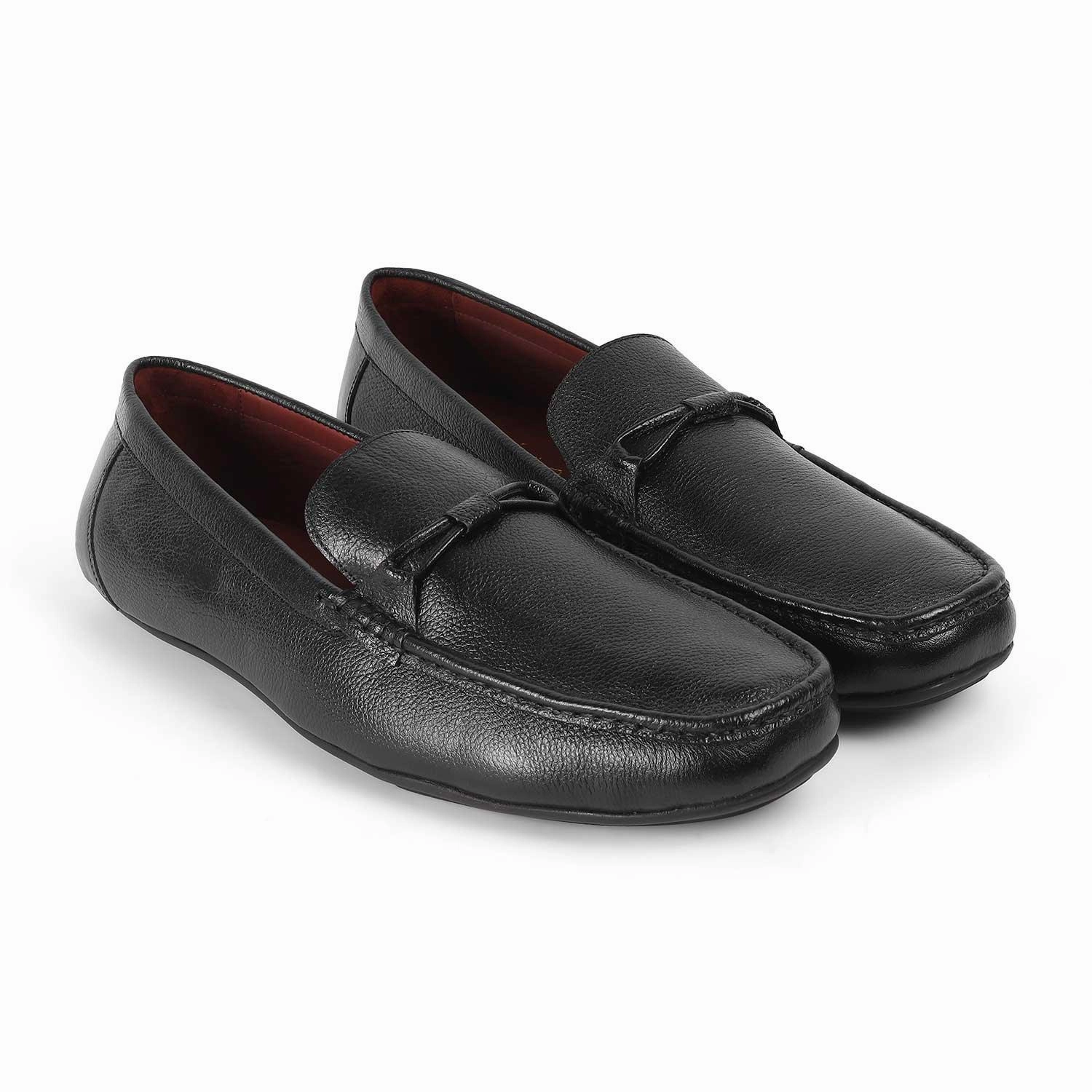 Tresmode Event Black Men's Leather Driving Loafers As 98 Loafers