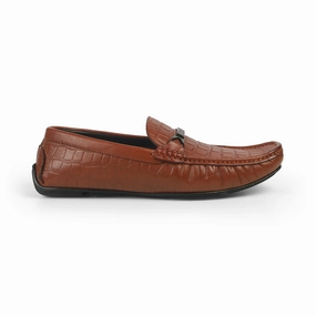 Tresmode Hummer Tan Men's Leather Driving Loafers Alfani Loafers