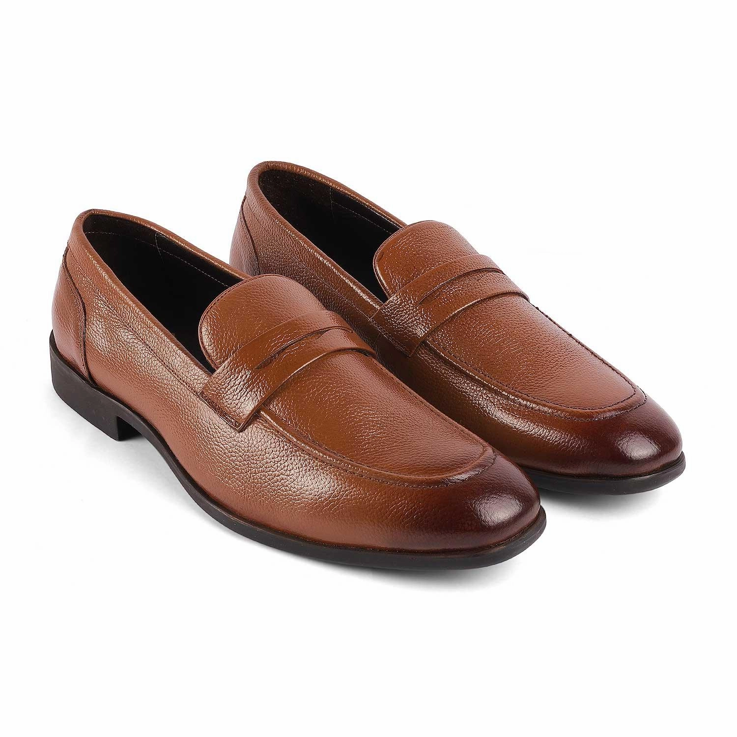 Tresmode Quebec Tan Men's Leather Loafers Gucci Penny Loafers