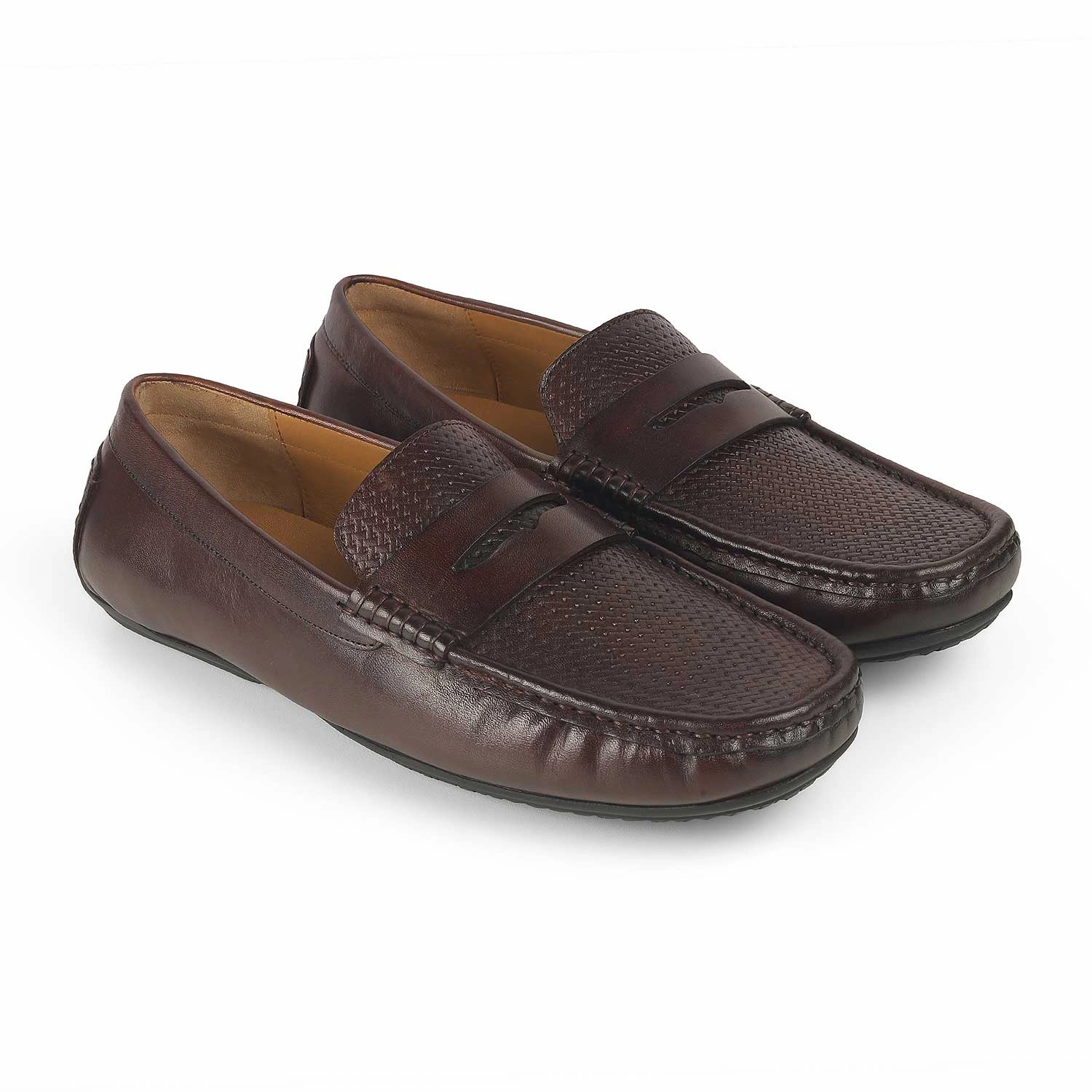 Tresmode Ric Brown Men's Leather Penny Loafers 80s Penny Loafers