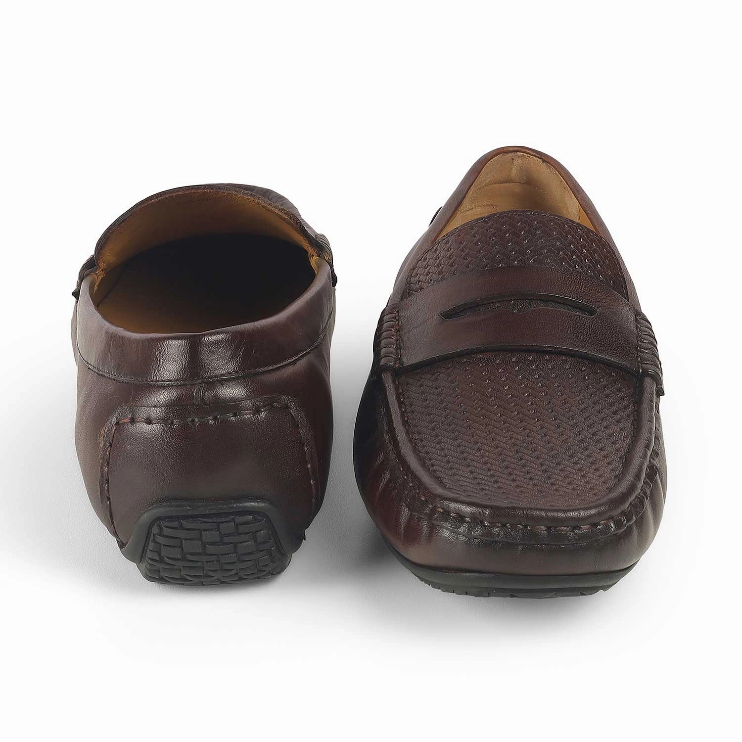 Tresmode Ric Brown Men's Leather Penny Loafers Zara Velvet Loafers