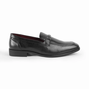 Tresmode Rofel Black Men's Leather Loafers Platform Slip On Loafers