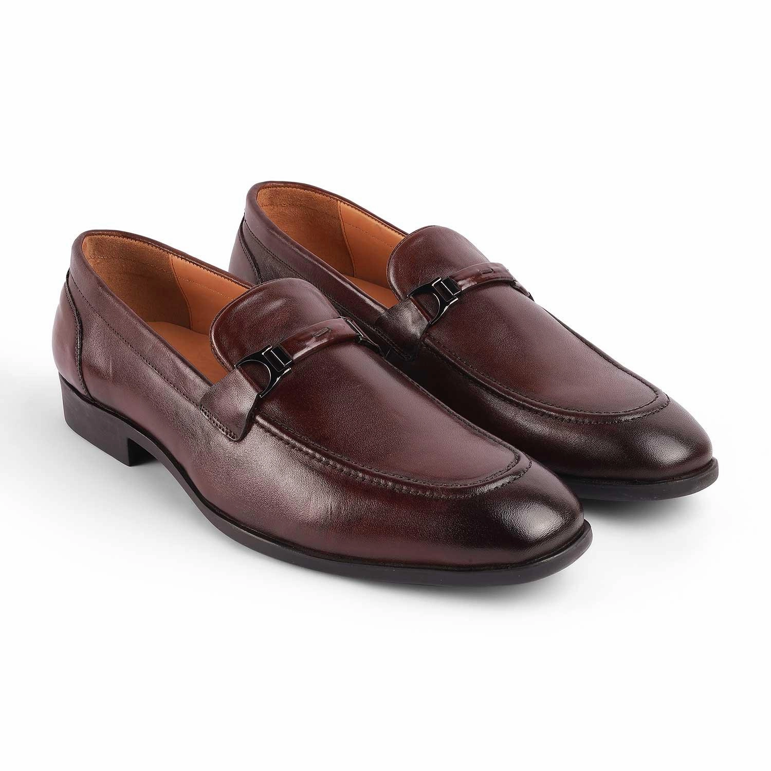 Tresmode Rofel Brown Men's Leather Loafers Fur Loafers