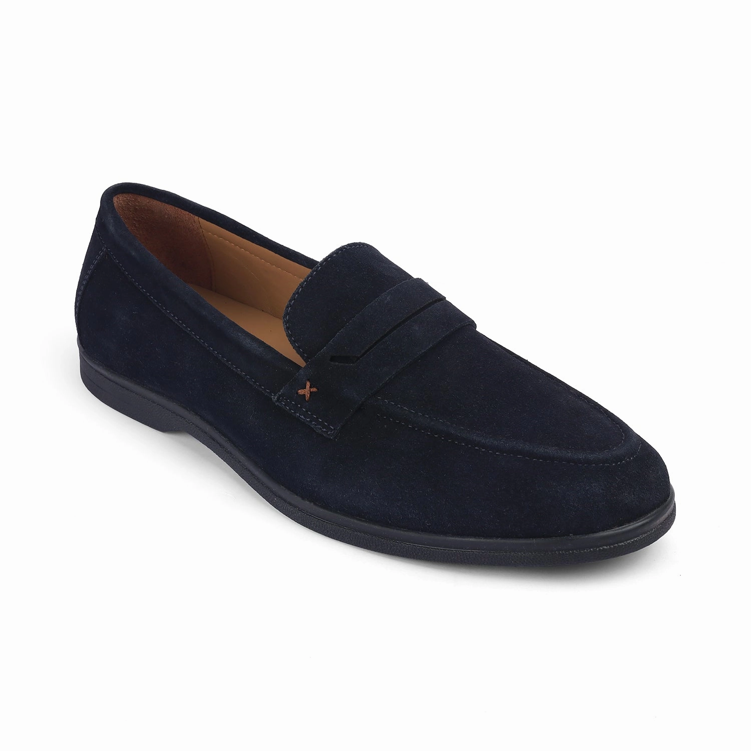 Tresmode Veni Navy Men's Suede Leather Loafers Sockless Loafers