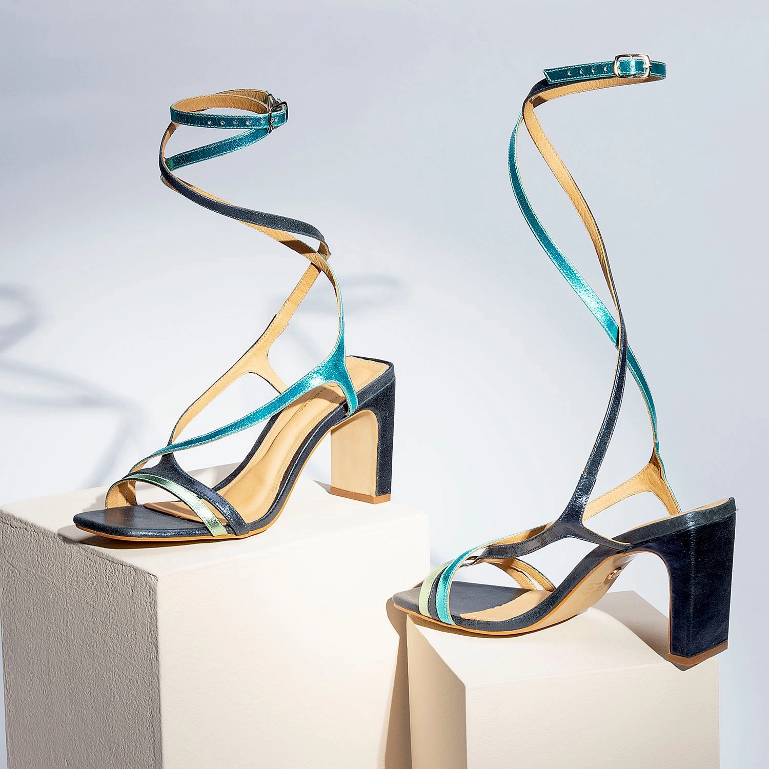 Nyx - Blue Metallic Holiday Sandals Selena Gomez High Heels