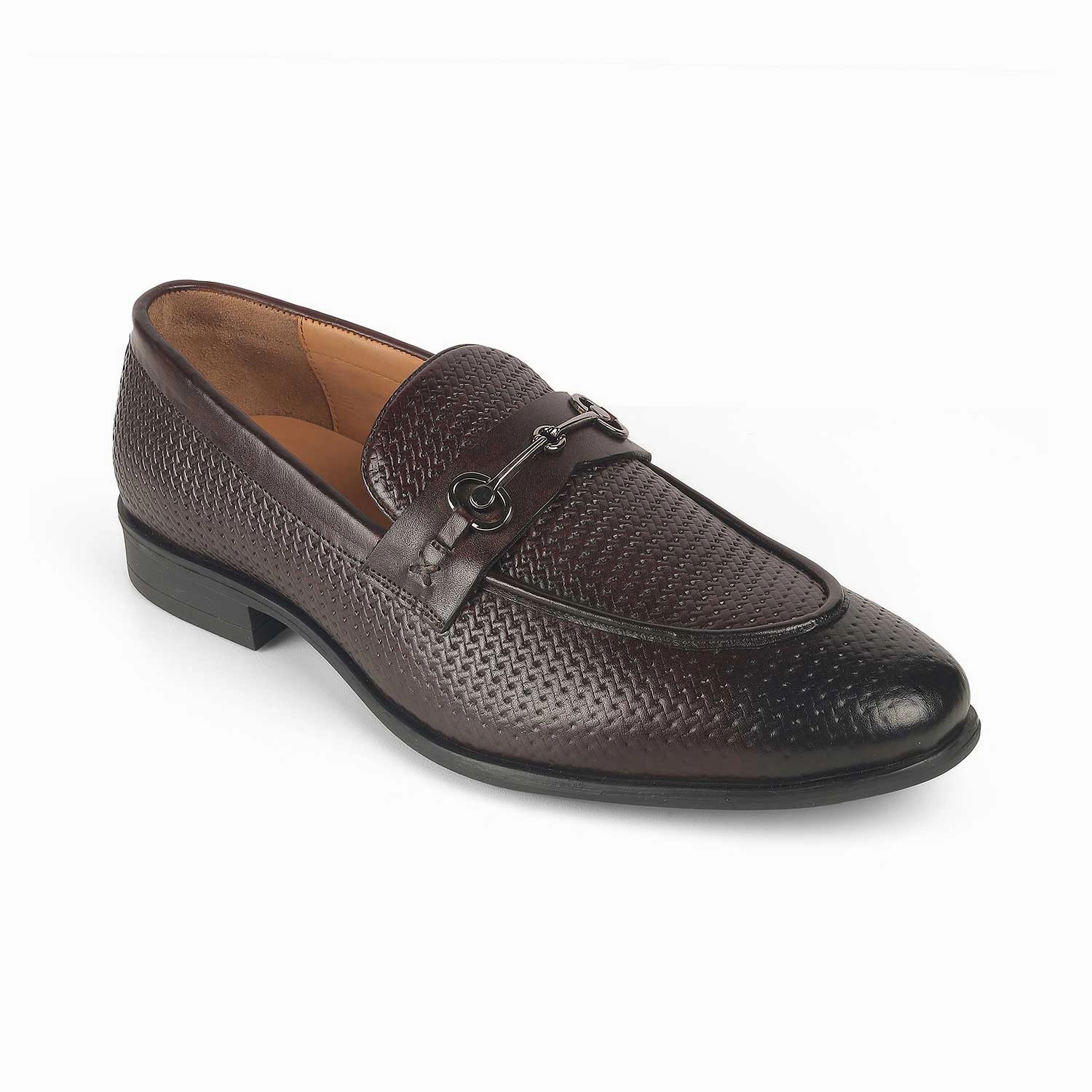 Penny Loafers Men With Penny Tresmode Fetch Brown Men's Textured Leather Loafers