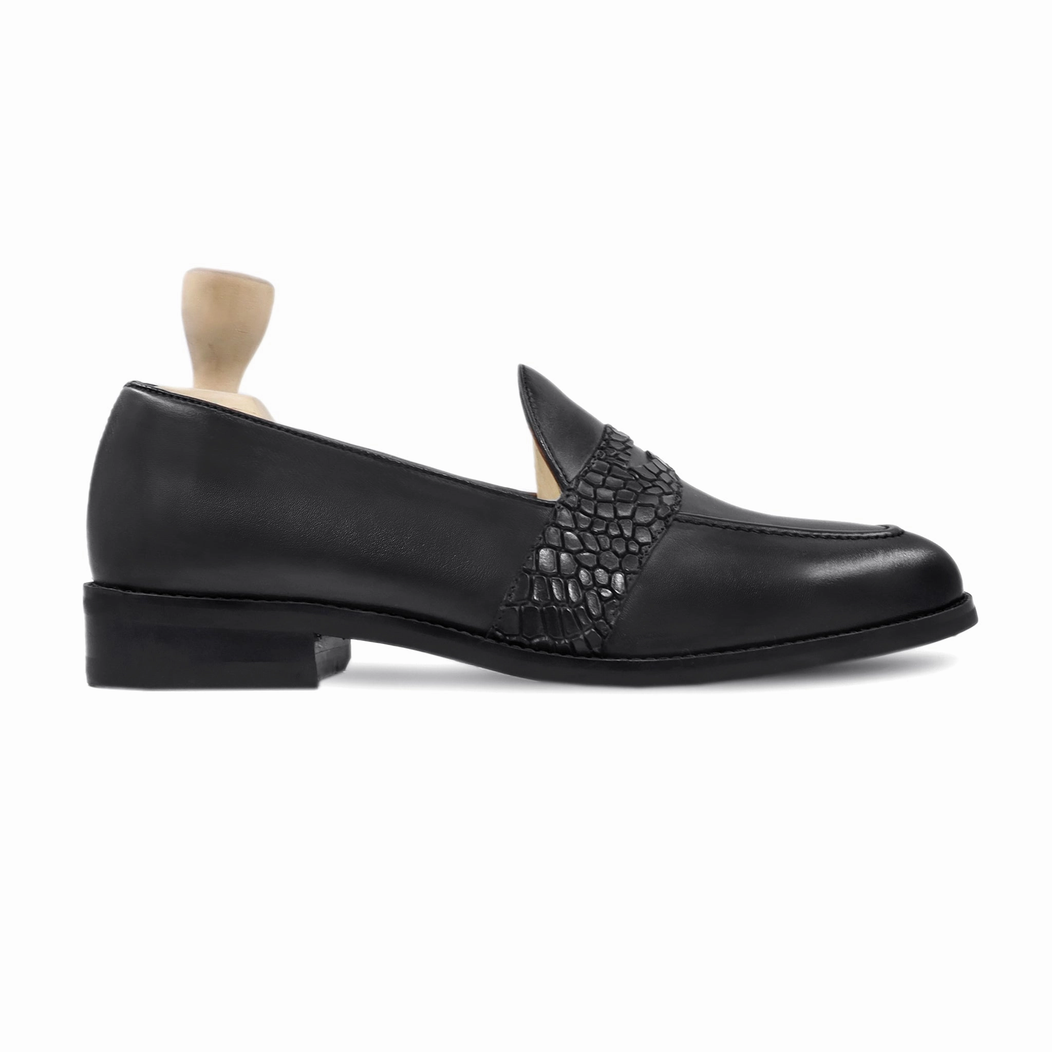 Mehen - Men's Black Calf Leather Loafer Gucci Chunky Loafers