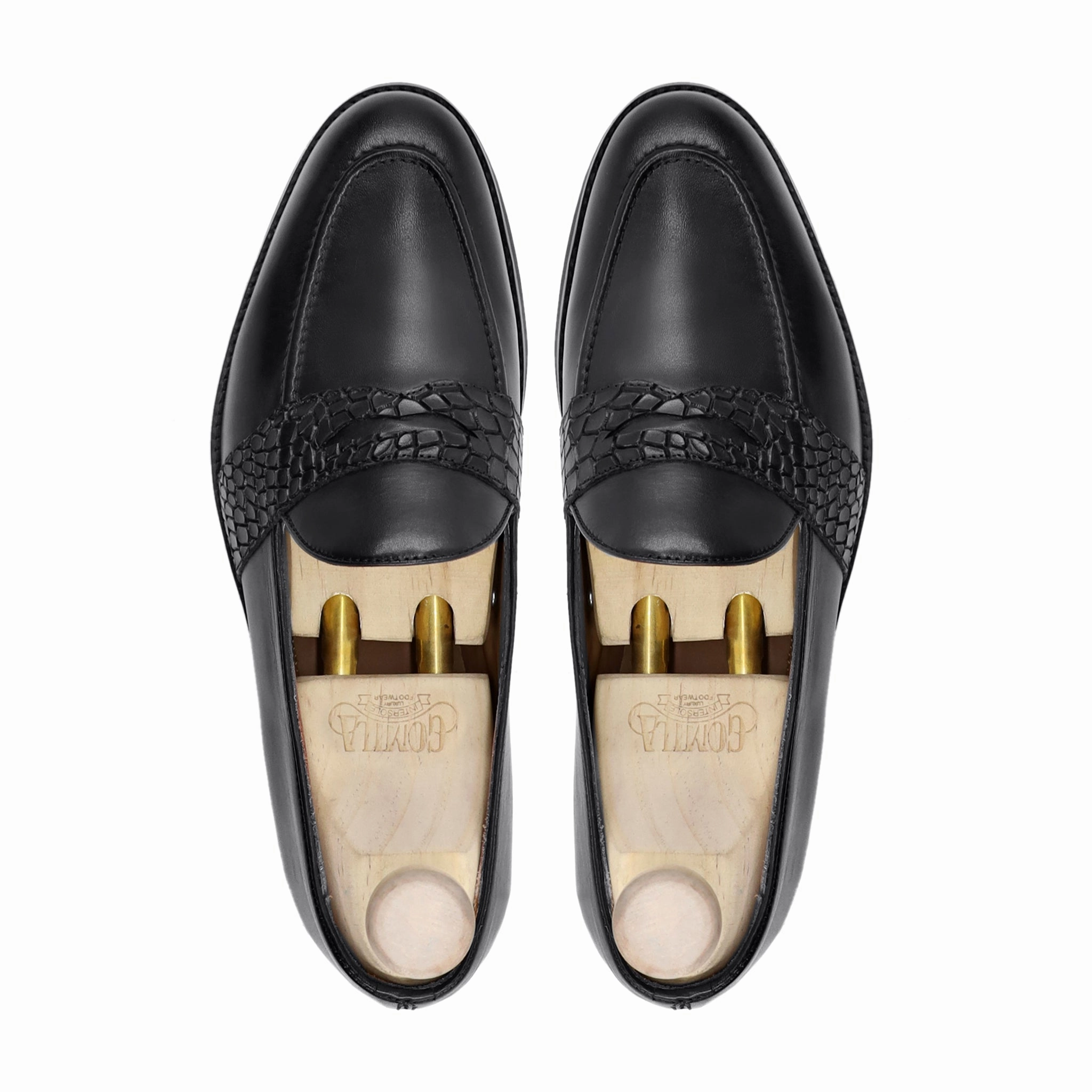 Loafers Wide Toe Box Mehen - Men's Black Calf Leather Loafer