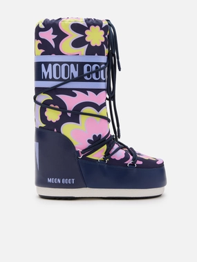 Moon Boot Girls Icon Flower Boots in Multicolour Waterproof Suede Boots