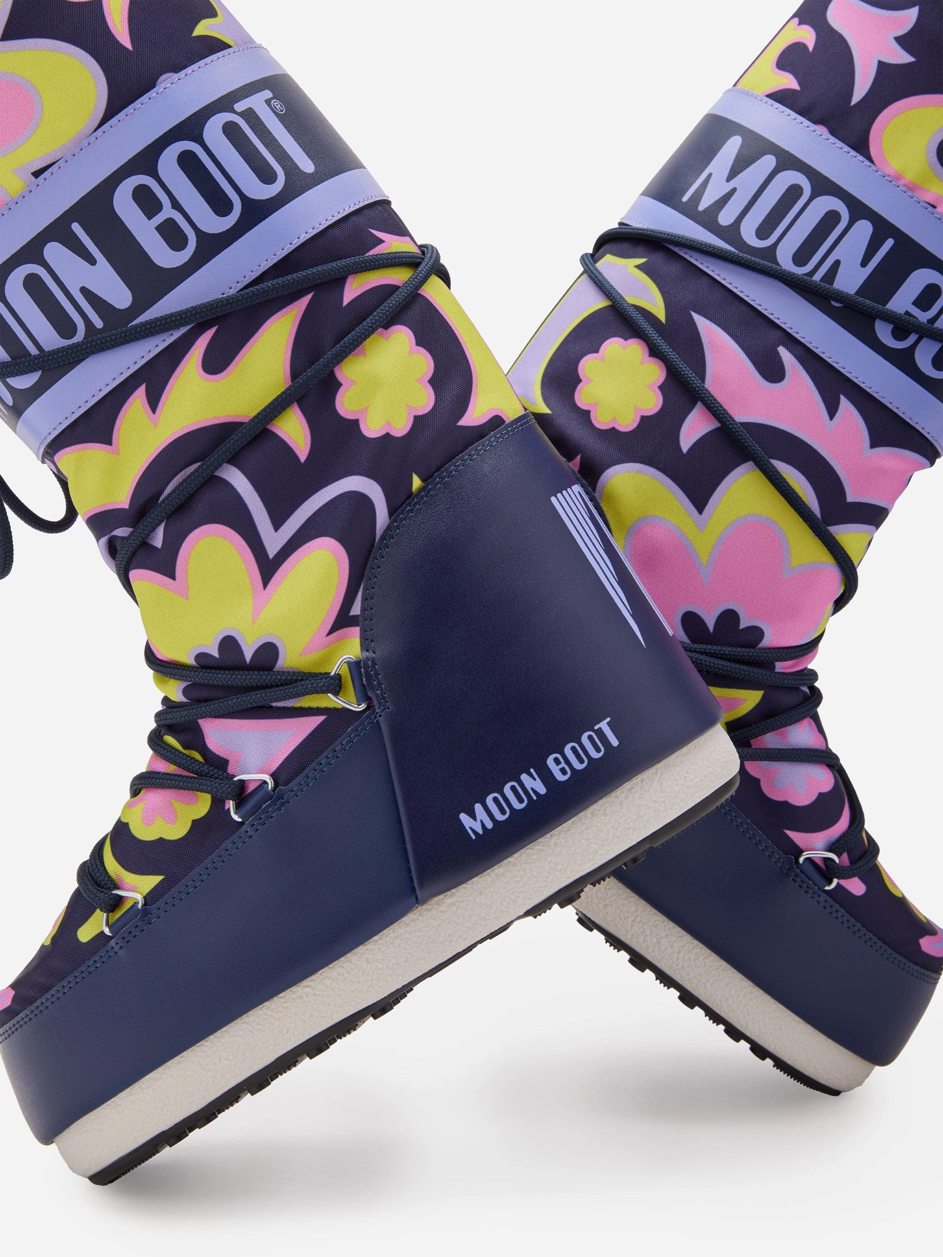 Moon Boot Girls Icon Flower Boots in Multicolour Otk Boots Leather