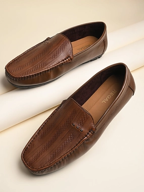 Regal Tan Men Textured Casual Driving Loafers Ladies Leather Loafers