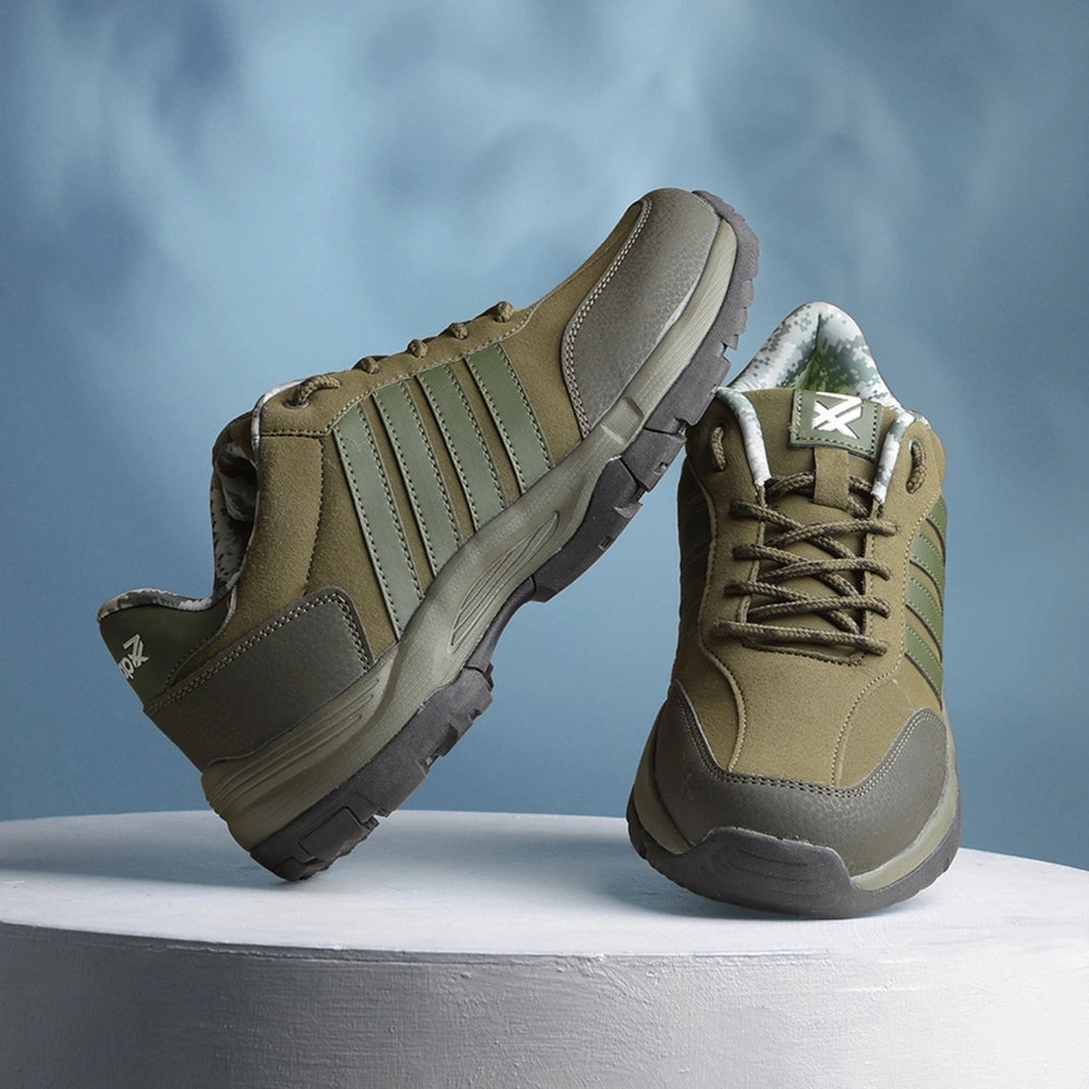 Leap7x Casual Olive Green Lacing Trekking Shoes For Mens COLUMBIA6E By Liberty Steel Toe Hiking Shoes