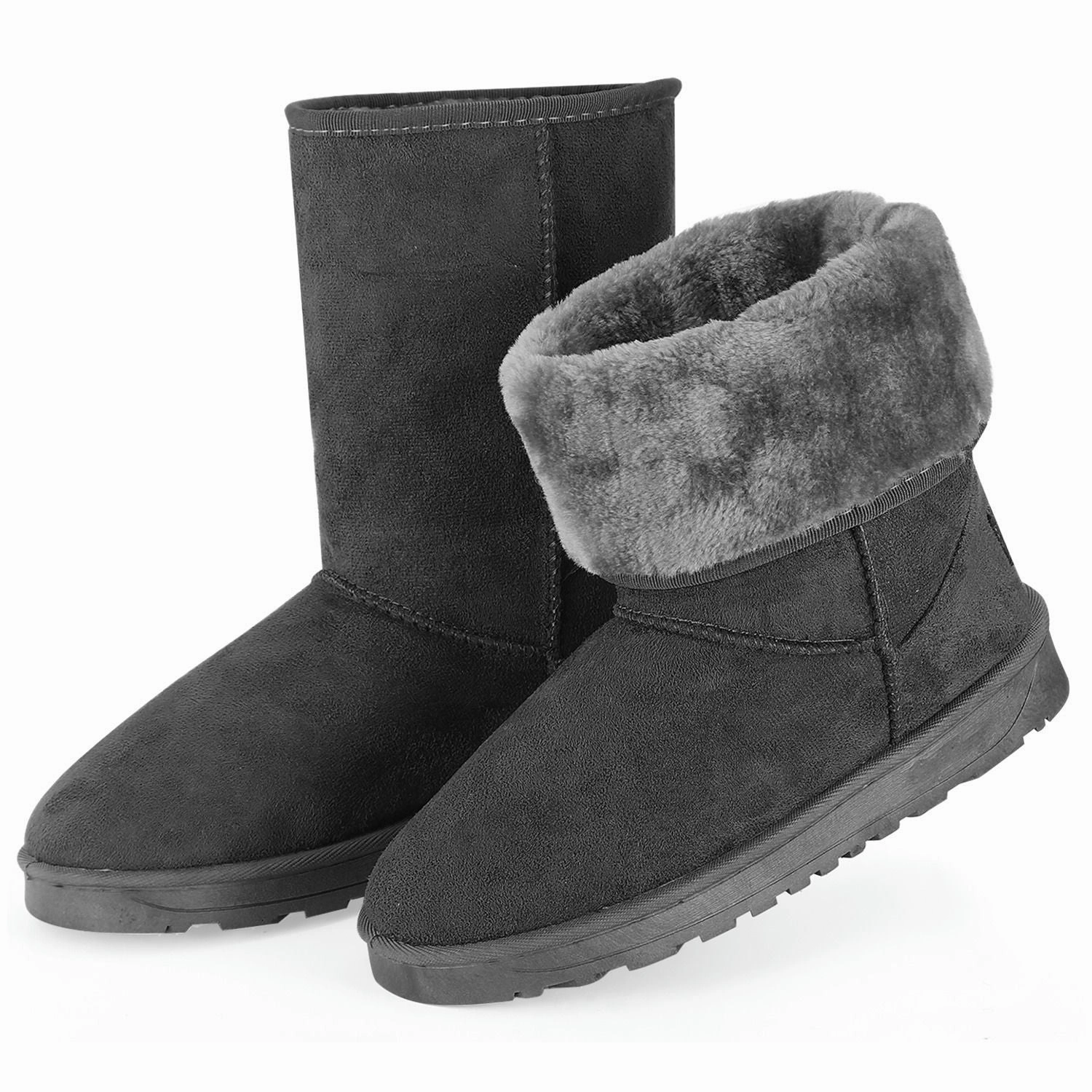 Children's Snow Boots Size 11 Women Ladies Snow Boots Waterproof Faux Suede Mid-Calf Boots Fur Warm Lining Shoes