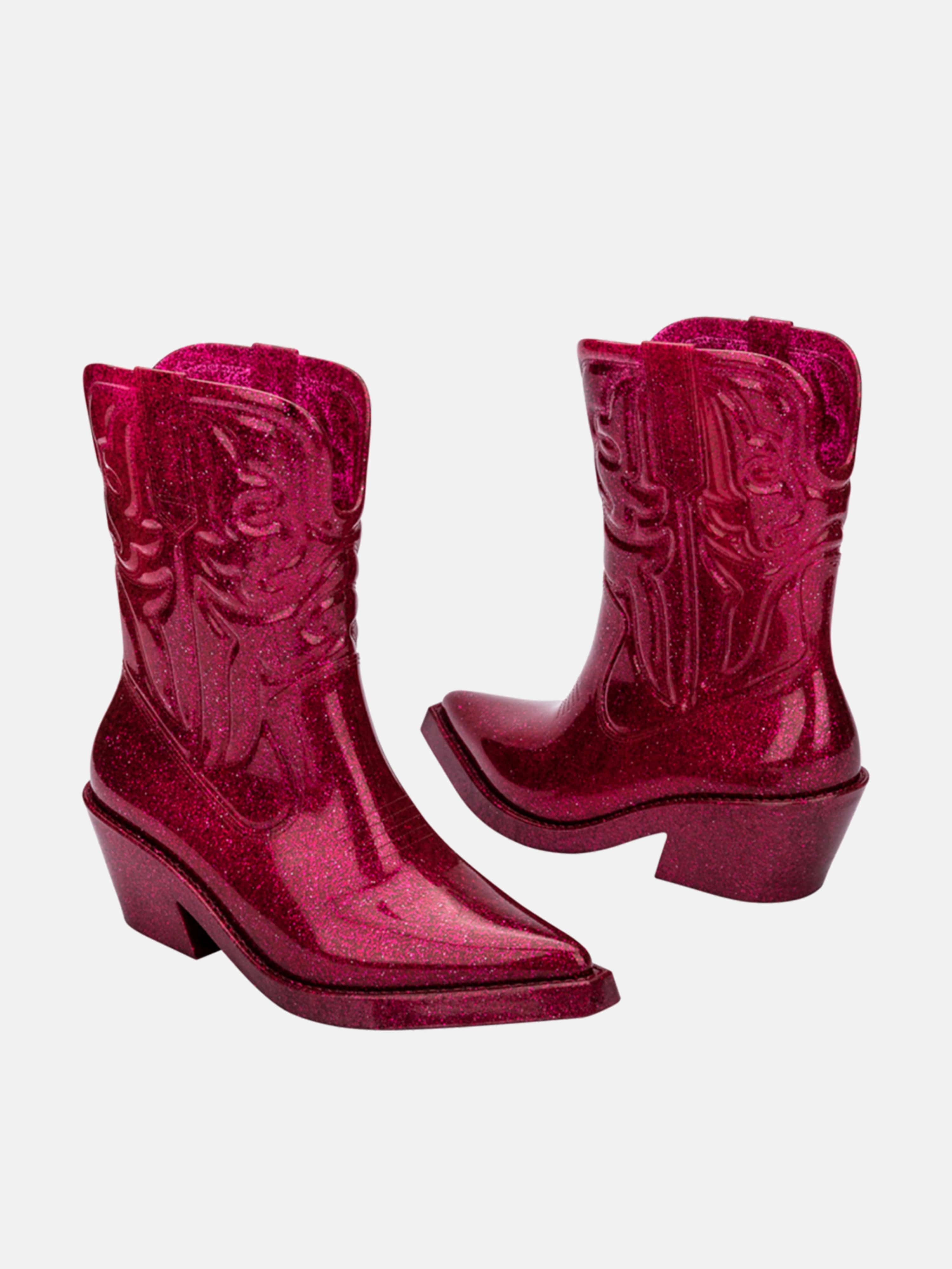 Mini Melissa Girls Texas Boots in Pink Soft Leather Boots