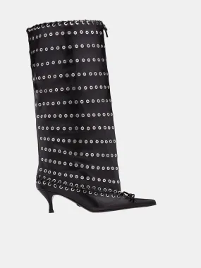 Level Knee Boots (SH01-NAPPA-BLACK) Cat In High Heels