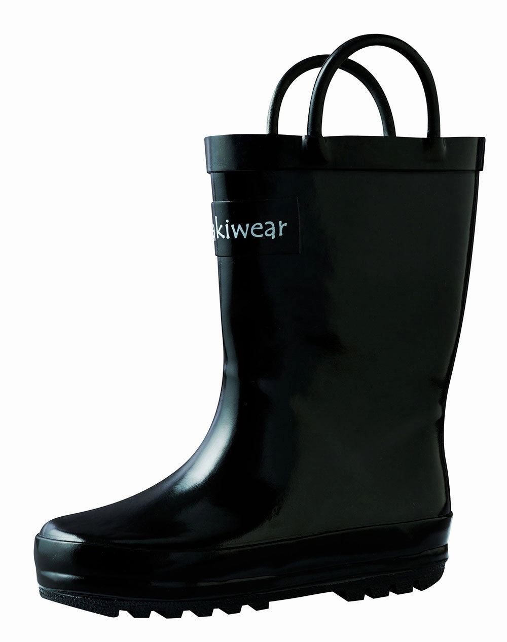 Ostrich Leather Cowboy Boots Jet Black Loop Handle Rubber Rain Boots